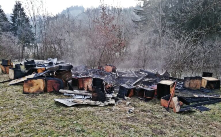 Na Kolovcu pogorel čebelnjak