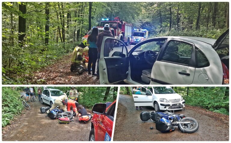Pri Ihanu trčila osebno vozilo in motorist