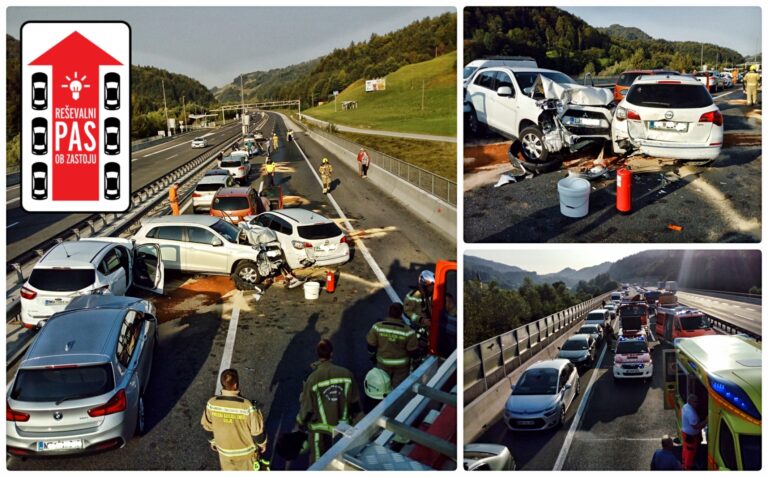 Na avtocesti med Trojanami in Blagovico trčilo dvanajst vozil