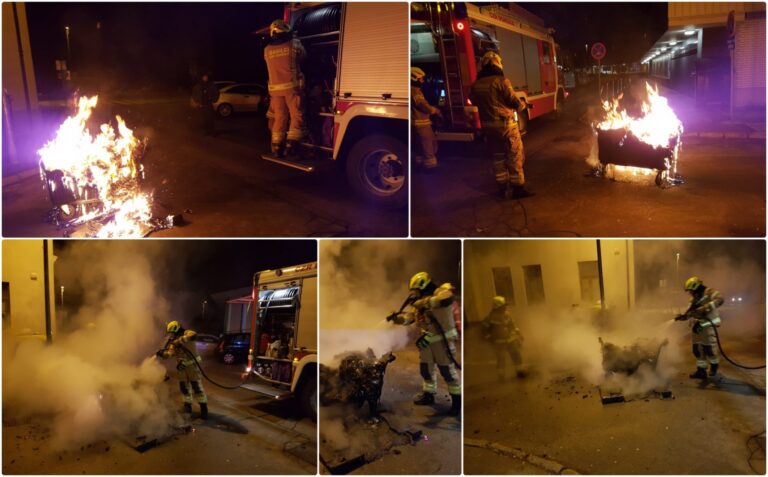 Na Kolodvorski cesti v Domžalah ponoči dvakrat goreli zabojniki