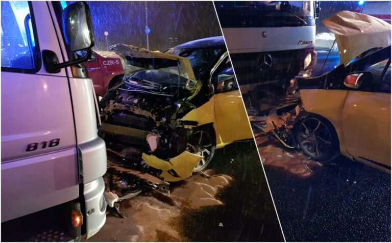 Pri Tosami na Viru čelno trčila osebno vozilo in poltovornjak